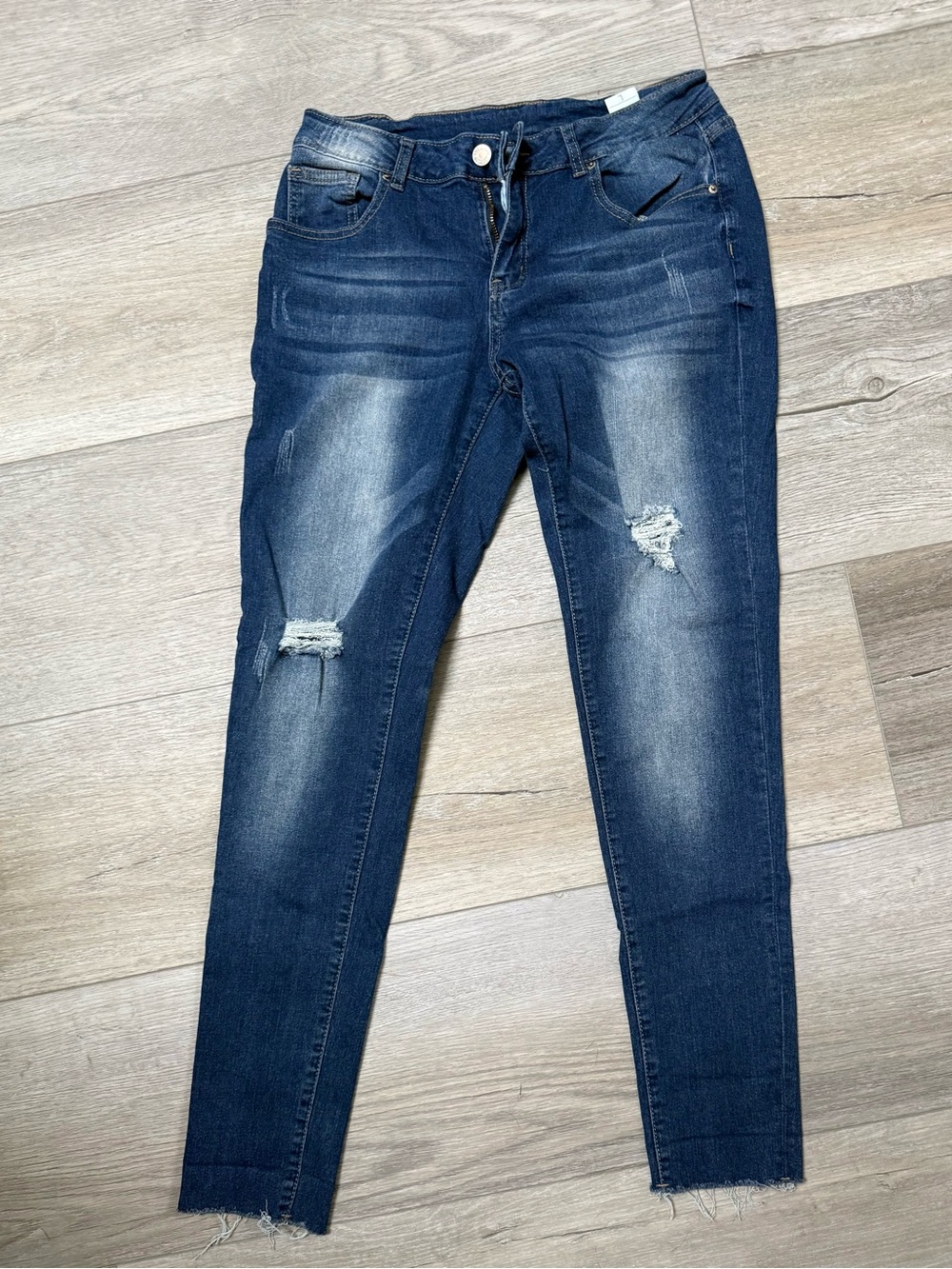 Dark Blue Distressed Women's Skinny Jeans